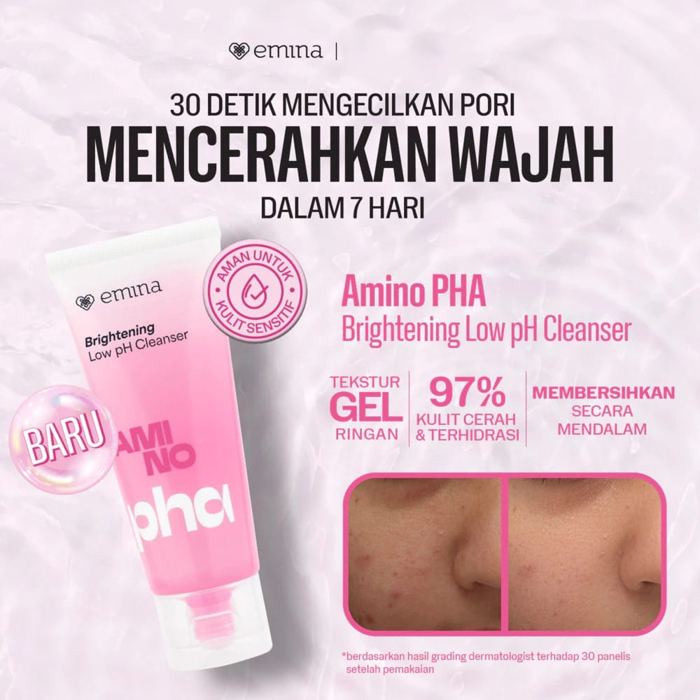 Emina Oat Amino PHA Brightening Low pH Cleanser 70ml (Pink) Emina Oat Amino PHA Brightening Low pH Cleanser 70ml (Pink)