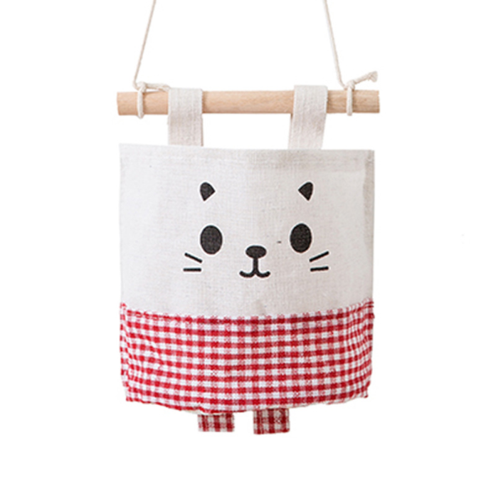 Pouch Gantung Canvas Kitty 1 Sekat (Rak Gantung Linen)