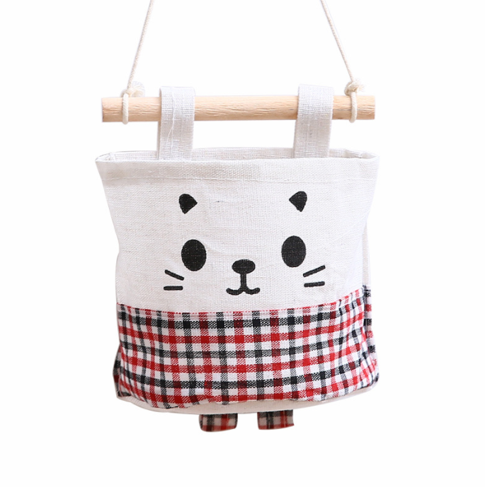 Pouch Gantung Canvas Kitty 1 Sekat (Rak Gantung Linen)