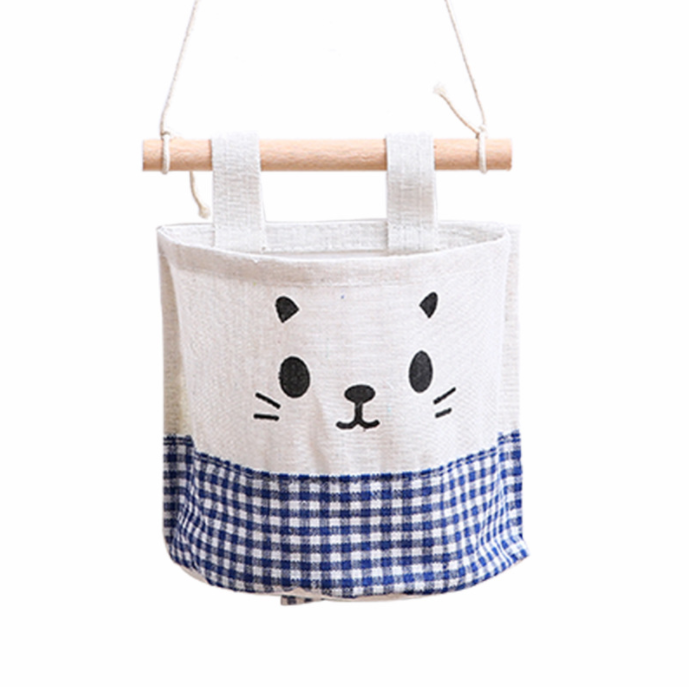 Pouch Gantung Canvas Kitty 1 Sekat (Rak Gantung Linen)