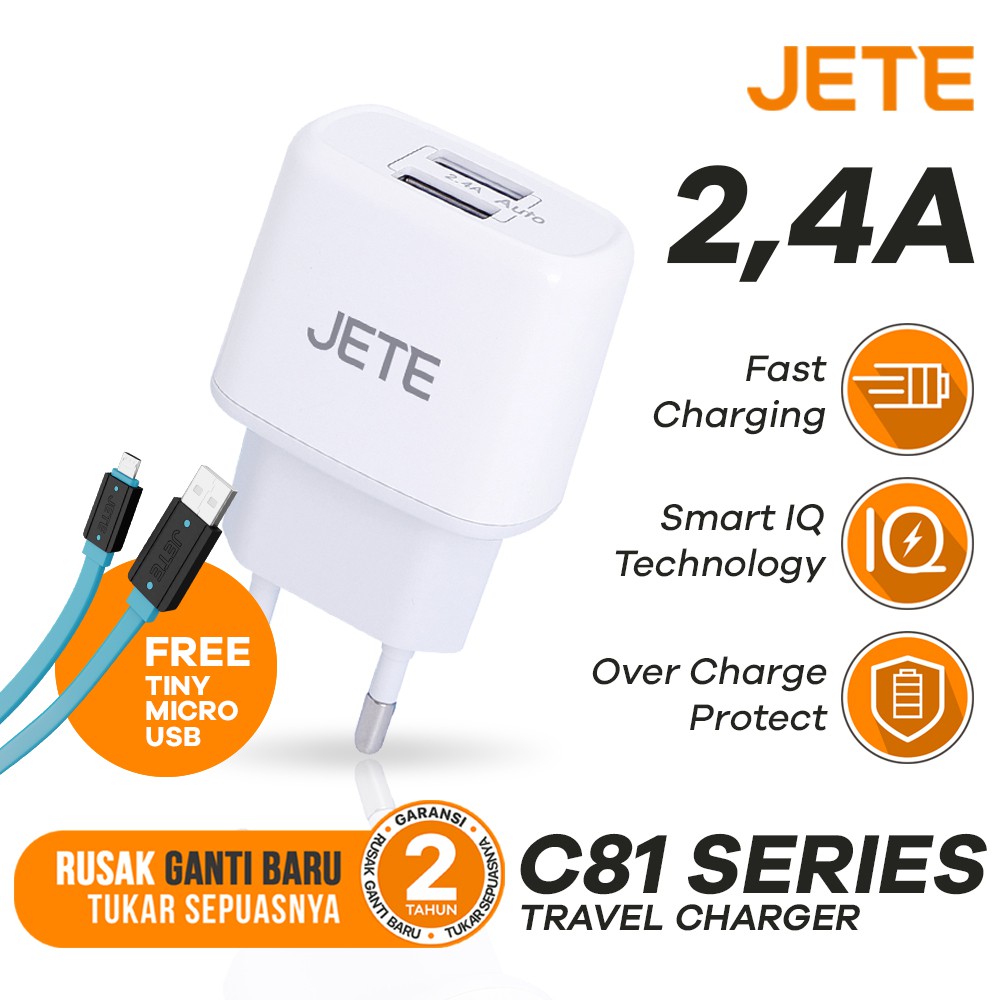JETE Charger C81 Pike 2USB 2.4A + Kabel Micro USB JETE Charger C81 Pike 2USB 2.4A + Kabel Micro USB