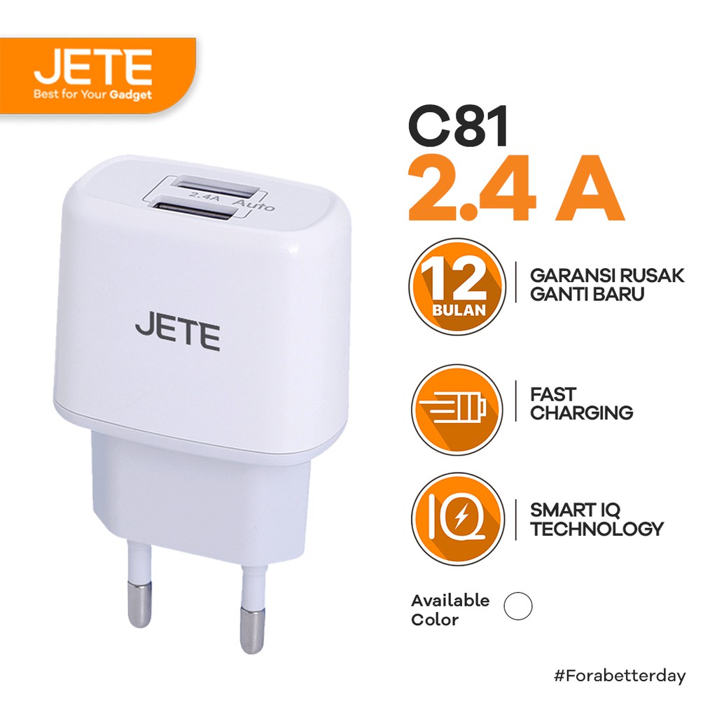 JETE Charger C81 Pike 2USB 2.4A + Kabel Micro USB