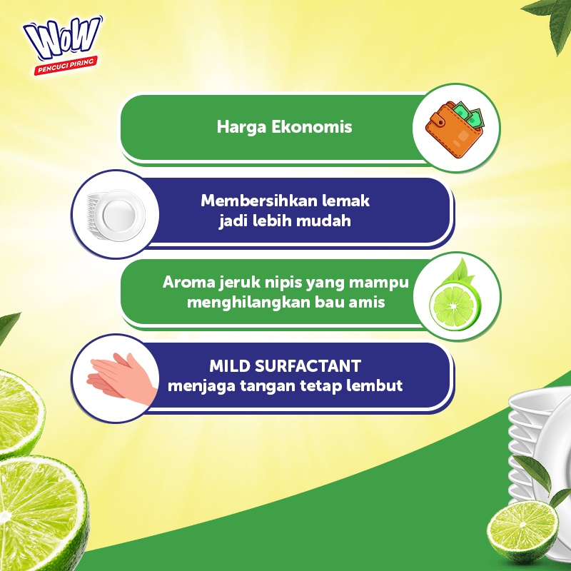 WOW Dishwash Liquid 1000ml Jeruk Nipis - Sabun Cuci Piring