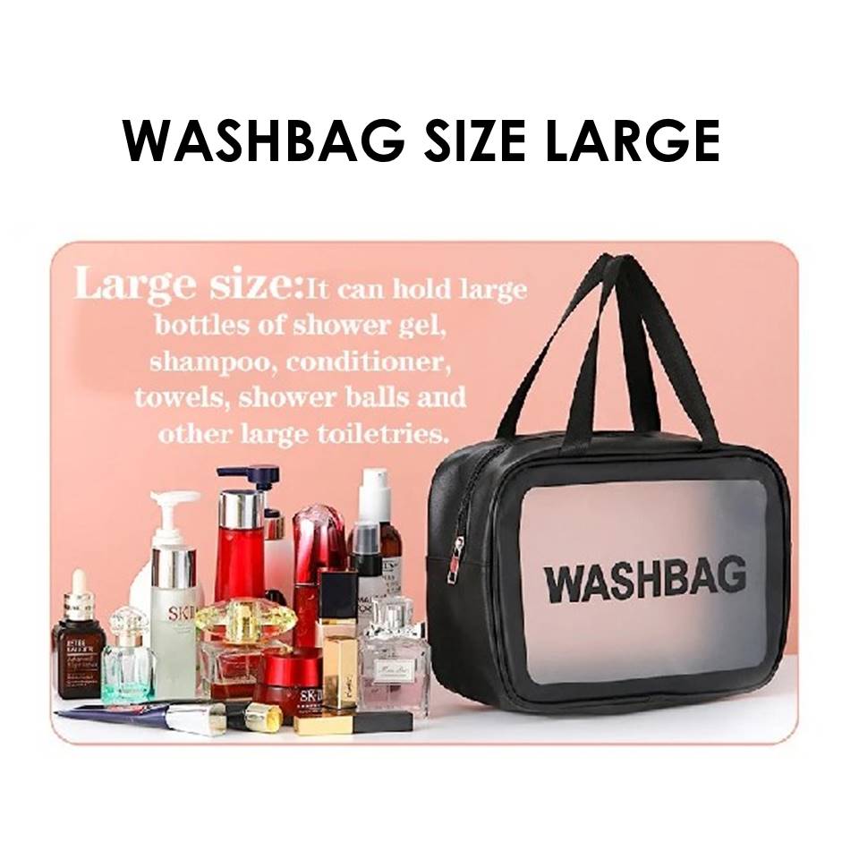 Washbag Pouch Large 30cm x 20cm x 10cm - Tas Kosmetik Transparan