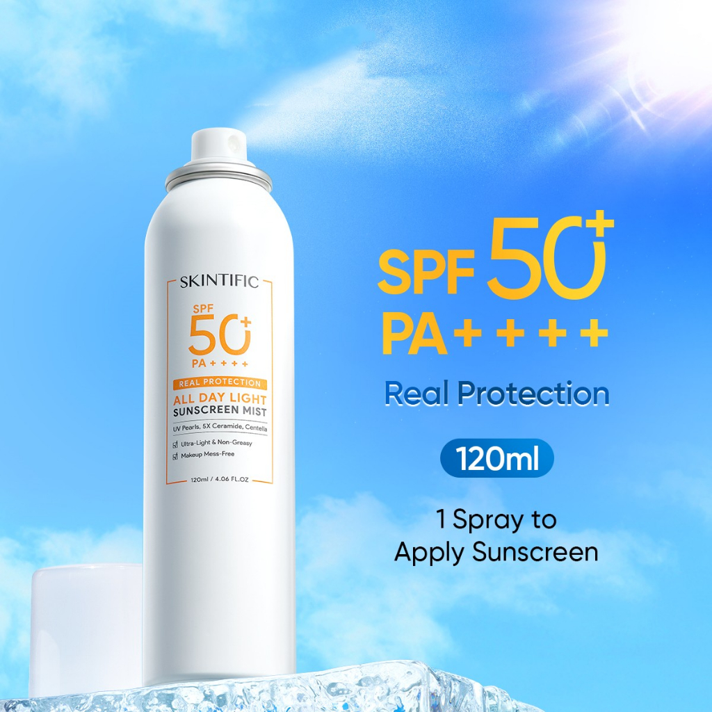 Skintific All Day Light Sunscreen Mist SPF 50+ PA++++ 120ml Skintific All Day Light Sunscreen Mist SPF 50+ PA++++ 120ml